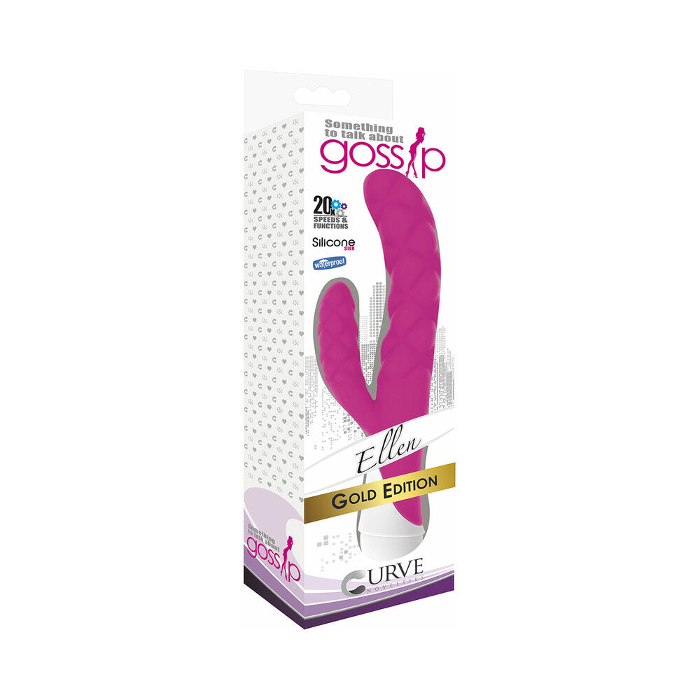 Curve Toys Gossip Ellen Waterproof Textured Silicone Flexible Dual Stimulation Vibrator Magenta-2
