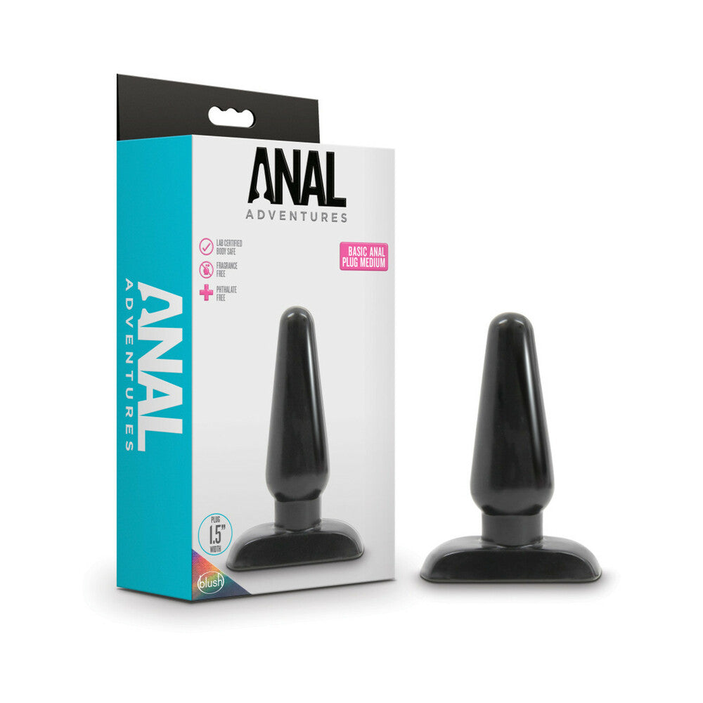 Anal Adventures Basic Anal Plug Medium Black-0
