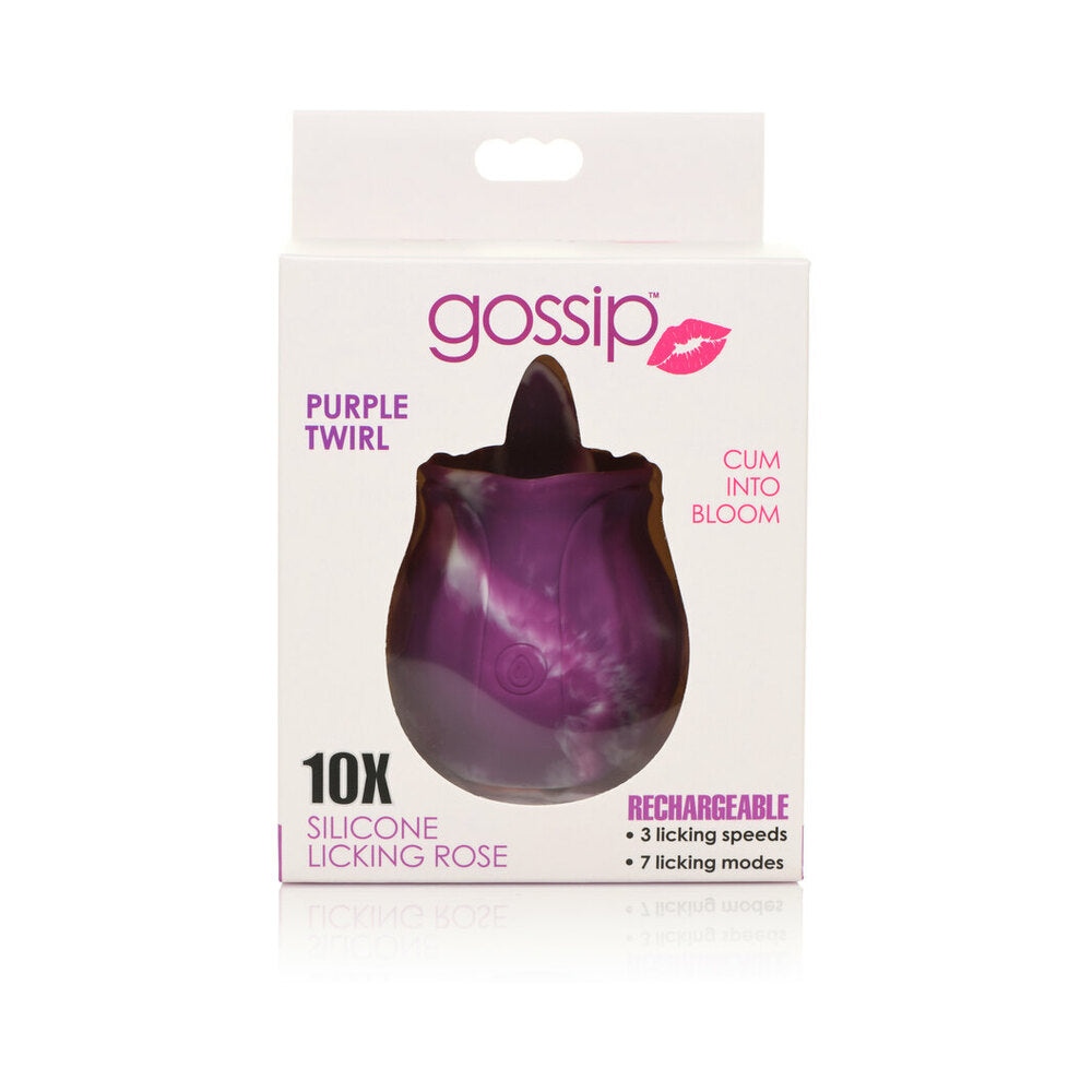 Curve Toys Gossip Cum Into Bloom Rechargeable Silicone Licking Rose Purple Twirl-0