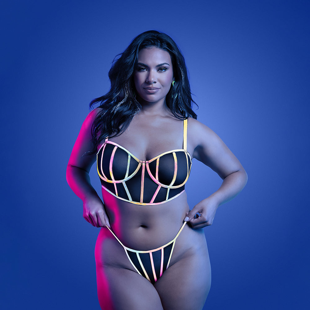 Fantasy Lingerie Glow Solar Flare Underwire Bra & Panty Queen Size-1