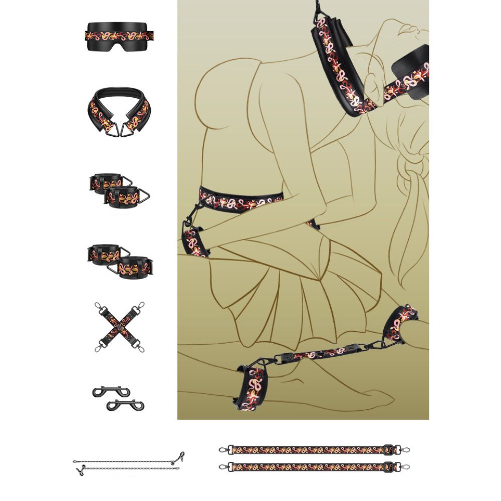 LOCKINK Flowering Serpent Leather Bondage Restraint Set