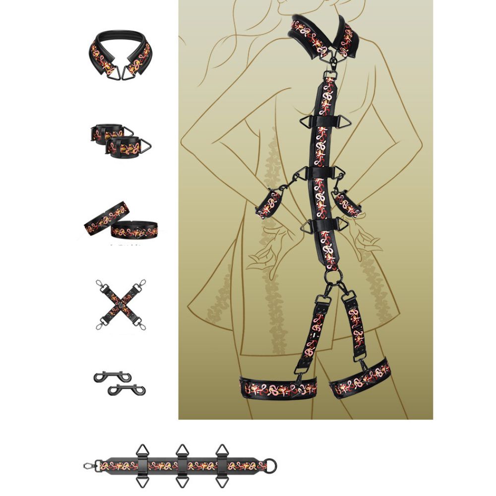 LOCKINK Flowering Serpent Leather Bondage Restraint Set